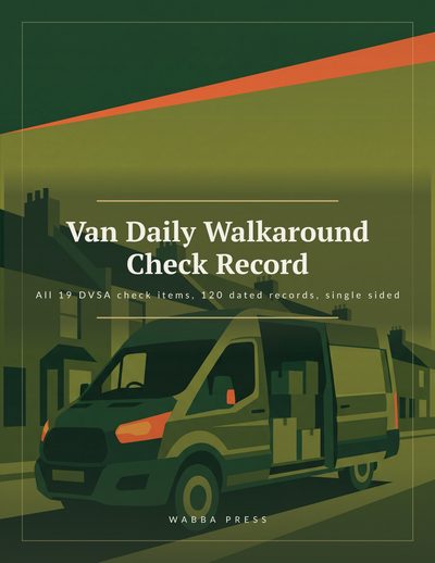 Front cover of Van Daily Walkaround Check Record